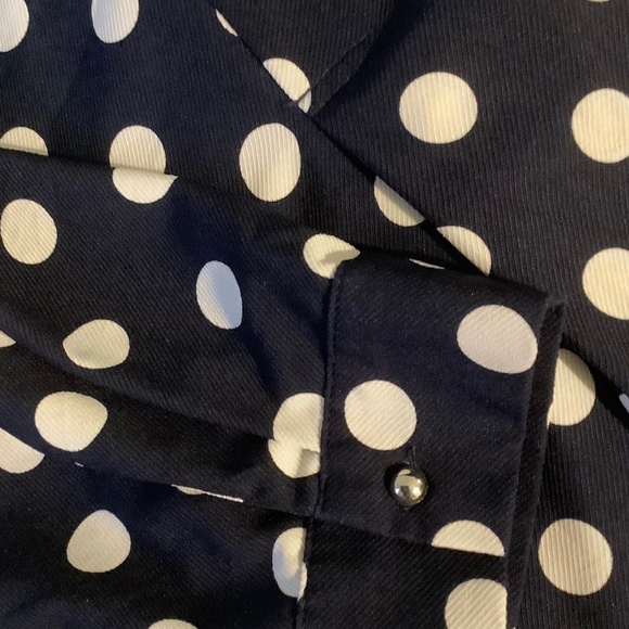Navy/White Polka Dot PopOver Shirt M - Picture 4 of 8